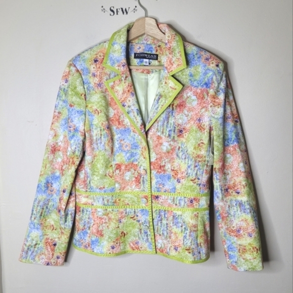 Vintage Pastel Floral Blazer Size 12 NWT Forwear New York - Picture 2 of 10